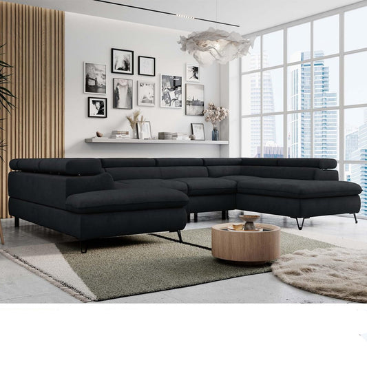 MKS MEBLE Sofa U-Form Schwarz