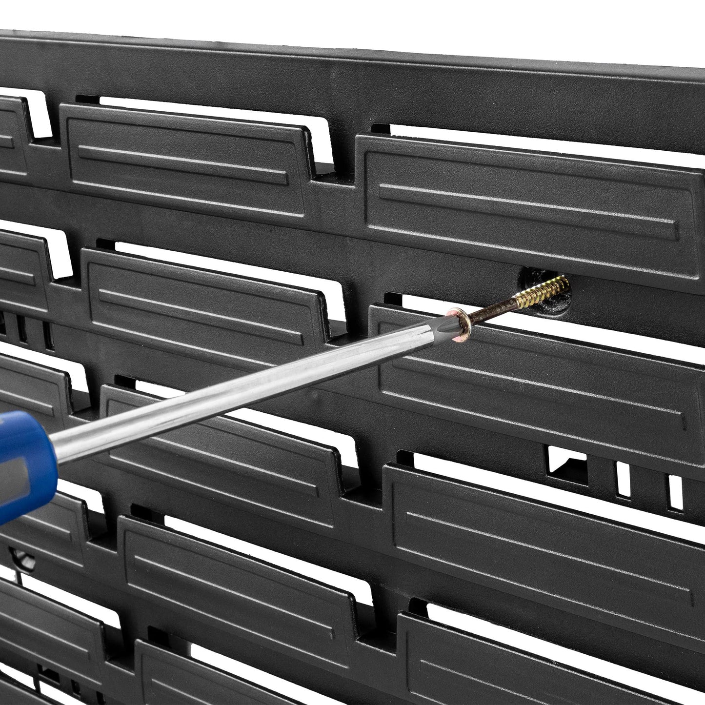 KADAX Workshop Wall Shelf, 58 x 78 cm Storage System Made of Robust Plastic, UV-Resistant Workshop Shelf, Expandable Wall Plates, Shed Rack for Garage (Black, 50 Pieces v2)