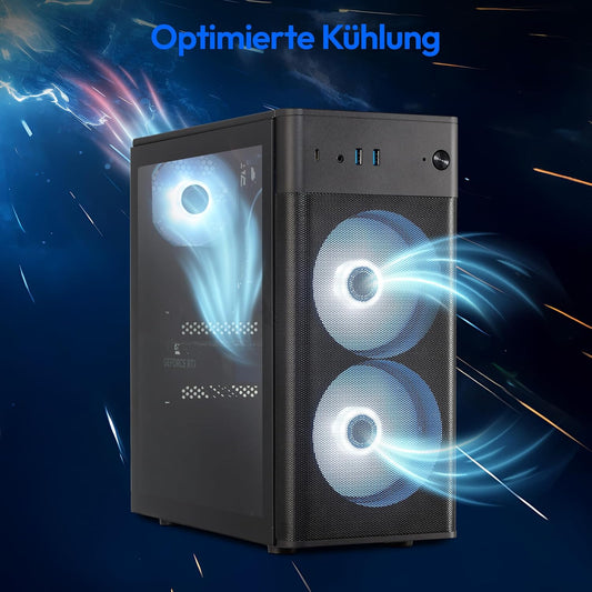 ERAZER Recon E45 Gaming PC (Ryzen 5 5500F, 16GB DDR4 RAM, 1TB SSD, Geforce RTX 3050 8GB GDDR6, Windows 11 Home)