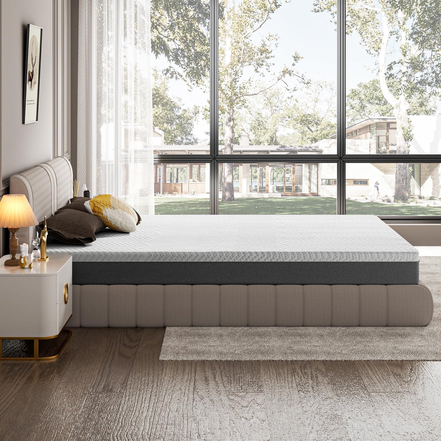 BedStory Mattress 180 x 200 cm Bamboo Charcoal Gel Foam, Height 18 cm, 7-Zone Memory Foam Mattress, Medium Hardness with Support, Removable and Washable Cover (180 x 200 x 18 cm)