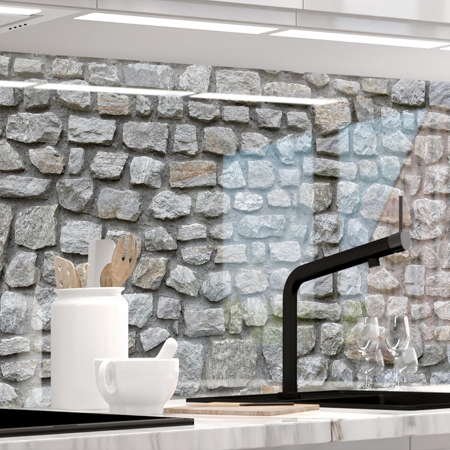 Stickerprofis Kitchen Splashback, Matte, Self-Adhesive, Pure White, 1.8 mm, Hard Plastic, for All Surfaces, Splash Guard, Premium, 60 x 280 cm