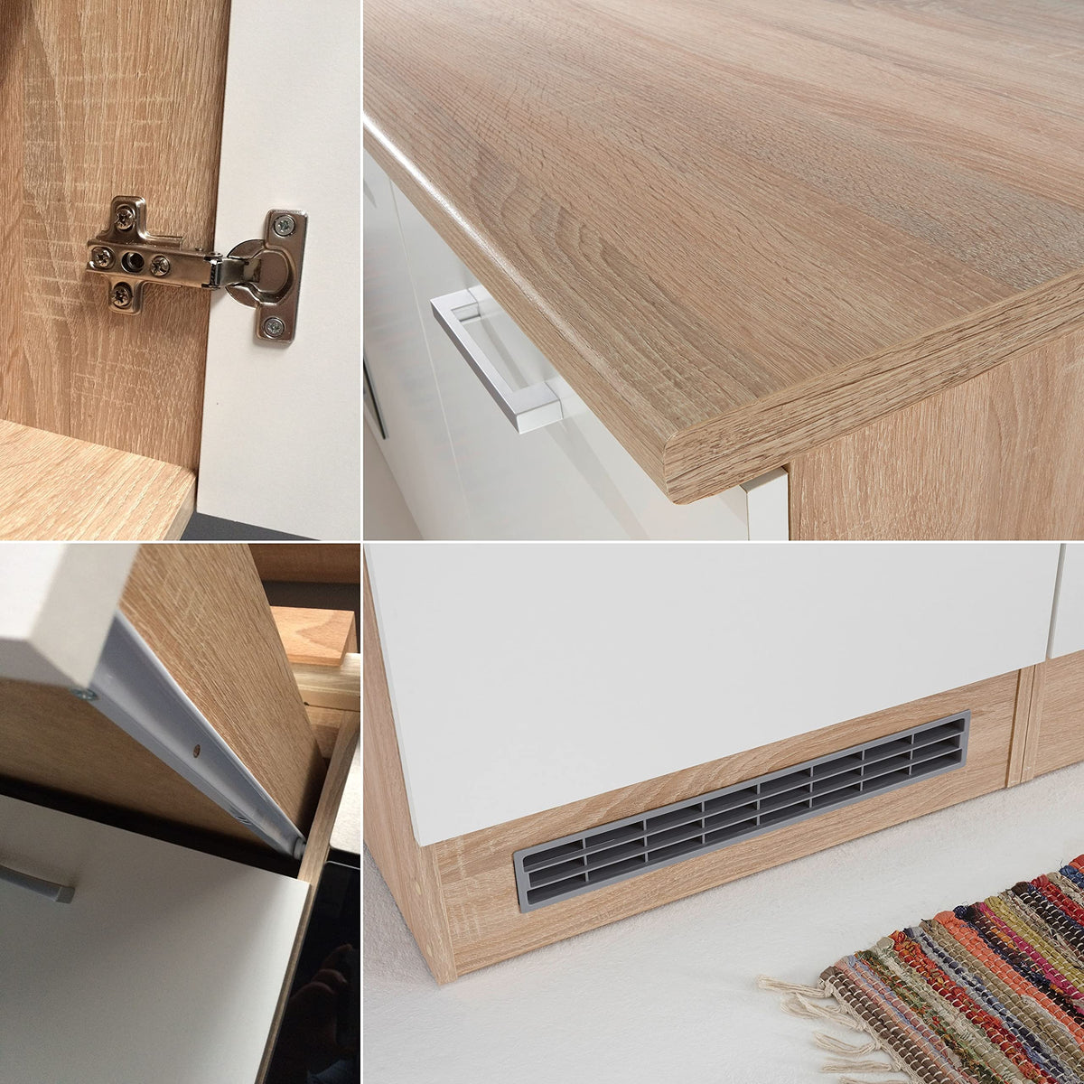 ANDY Modern Base Unit for Kitchen, 2 Doors in Sonoma Oak Finish, Matte White, Spacious Kitchen Unit, Plenty of Storage Space, 100 x 90 x 60 cm (W x H x D)