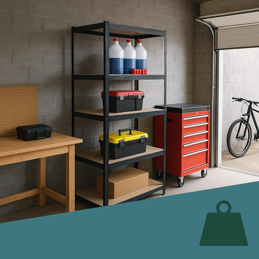 Relaxdays Heavy Duty Shelving Unit H x W x D 180 x 100 x 60 cm, Load Capacity 1250 kg, 5 MDF Shelves, Storage Unit, Black