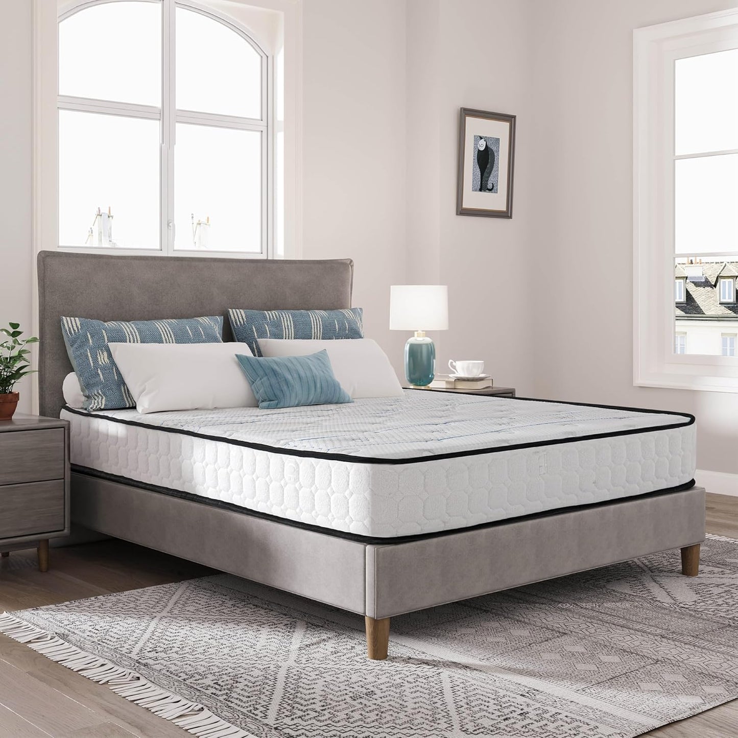 EGO HOME Pocket Spring Mattress 180 x 200 cm Height 22 cm Ergonomic 7-Zone Spring Mattress with Comfort Foam and Microfibre Cover Hardness H3 Mattress 180 x 200 cm Oeko-Tex Certified