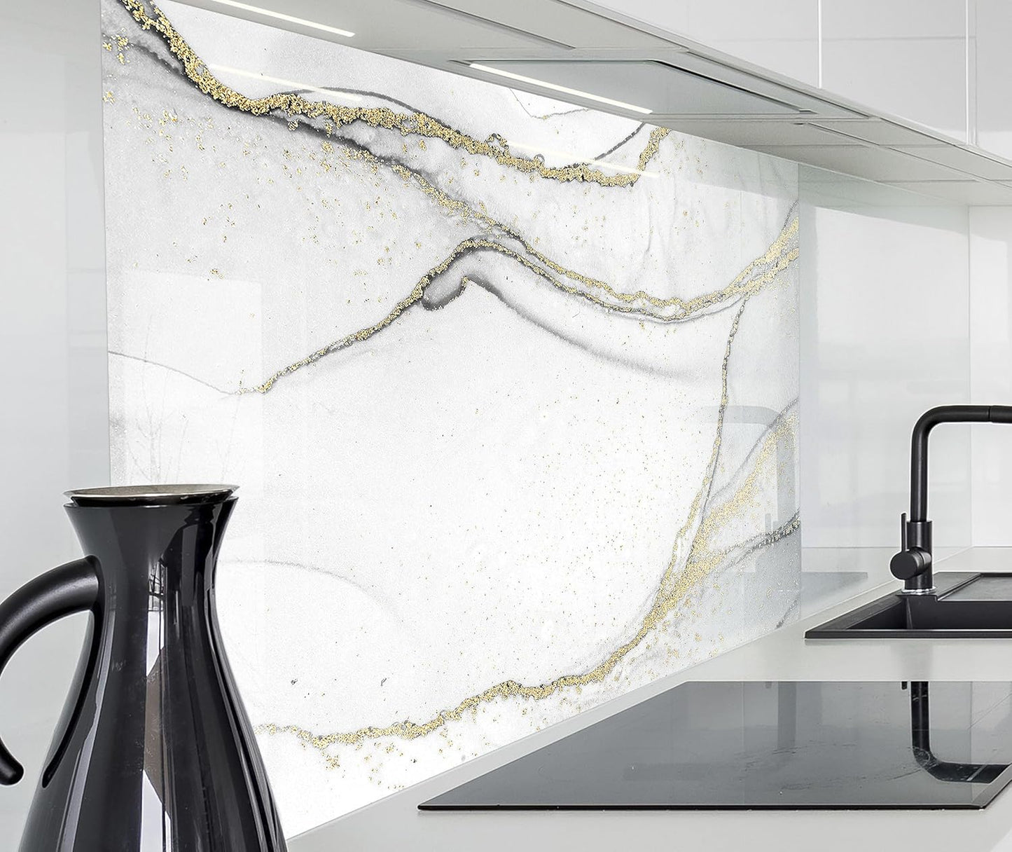 timalo Stove Splash Guard Wall Sink, Kitchen Back Wall Glass Look Acrylic Glass 2 mm Glass Back Wall Acrylic Glass Kitchen Panels Back Wall Protection Plate 60 x 40 cm Herbs Spices Text Guten Appetit