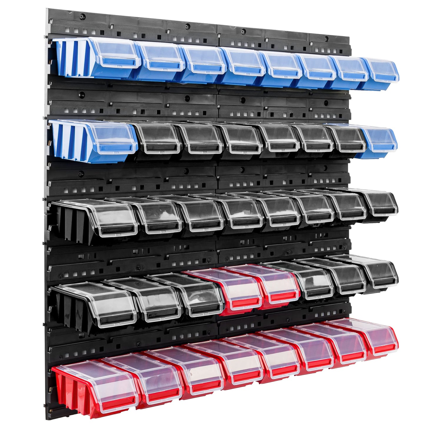 Wall Shelf with 40 Boxes with Lids, 80 x 80 cm, Stacking Boxes, Storage Bins, Storage System