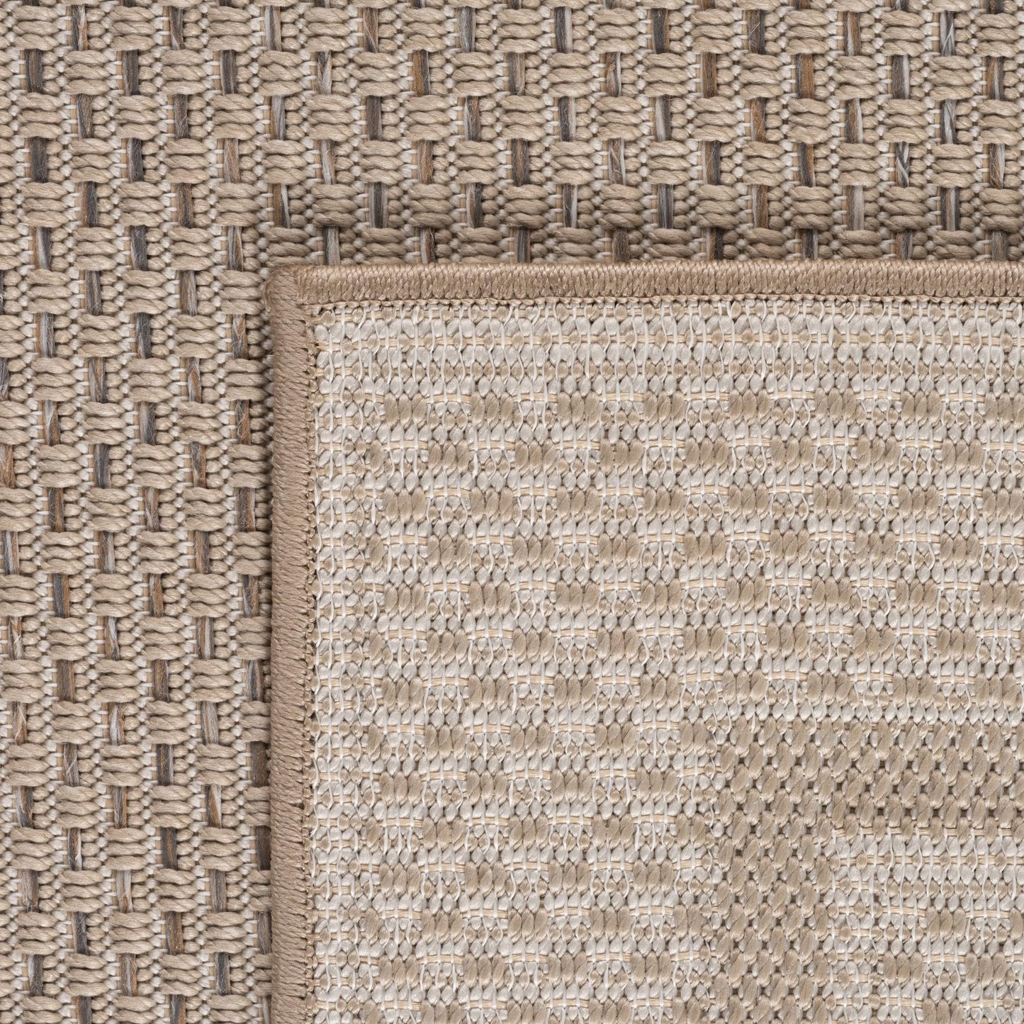 SIMPEX Outdoor Teppich Wetterfest Beige 140x200 cm, UV-beständig, ideal für Küche, Balkon, Terrasse, Garten Wohnzimmer Esszimmer, Skandinavisches Boho-Design, Pfelgeleicht