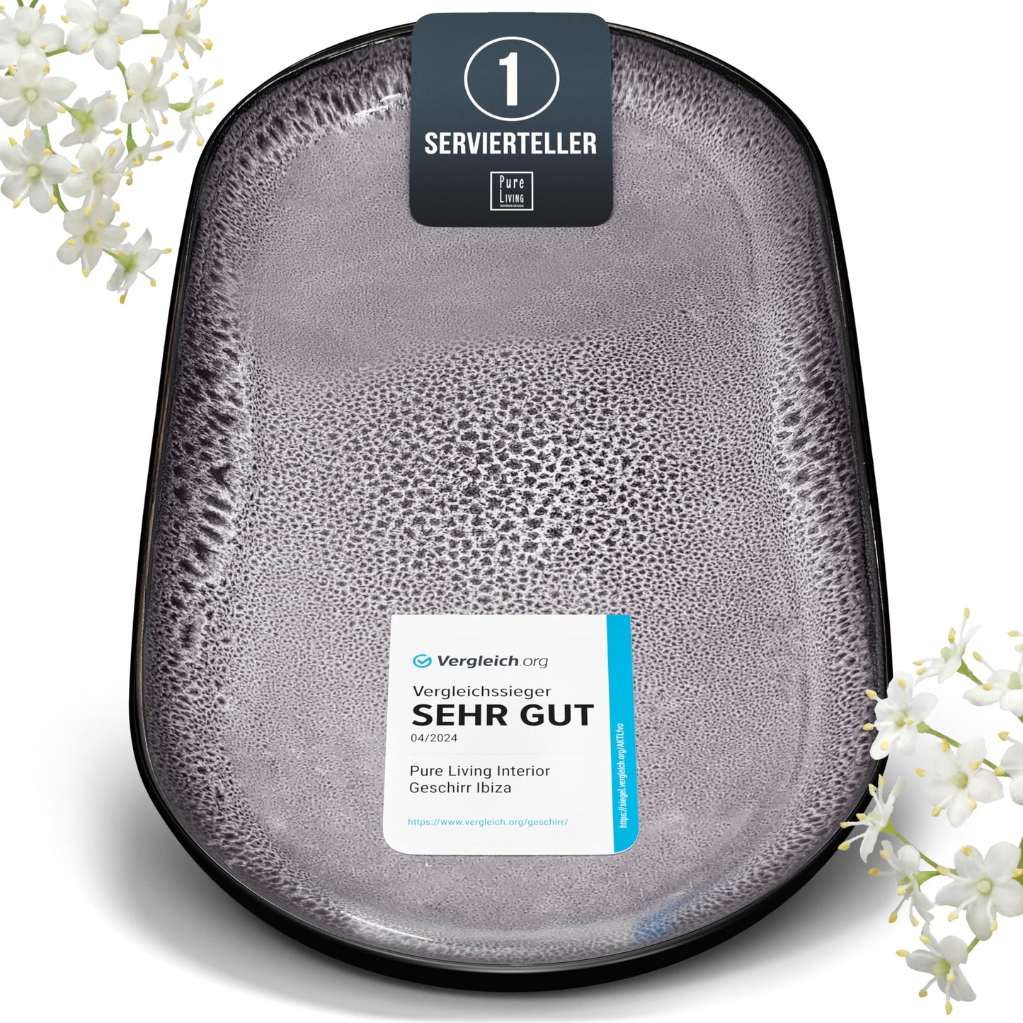 Ibiza Stoneware Crockery Set for 12 People, 48 Pieces, Test Winner, Dreamlike Mediterranean Stoneware Crockery Set, Bowl and Plate Set, Dinner Service for 12 People, Pure Living Crockery Sets in Deep