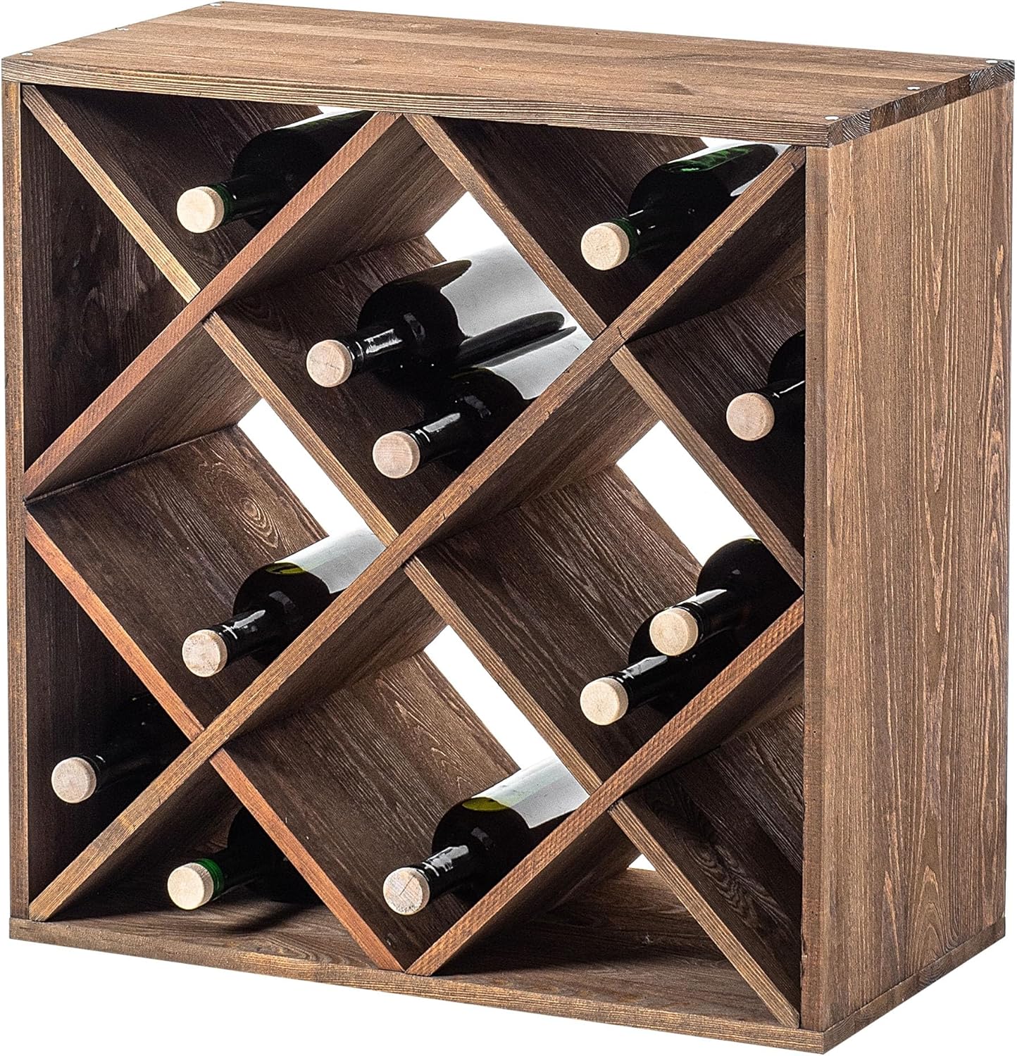 KADAX Wooden Wine Rack, 52 x 25.5 x 104 cm, Large Bottle Rack for Many Wine Bottles, Stackable Wine Stand, Shelf for Bottles, Rustic Wine Cabinet, Sturdy, Space-Saving, Made in EU