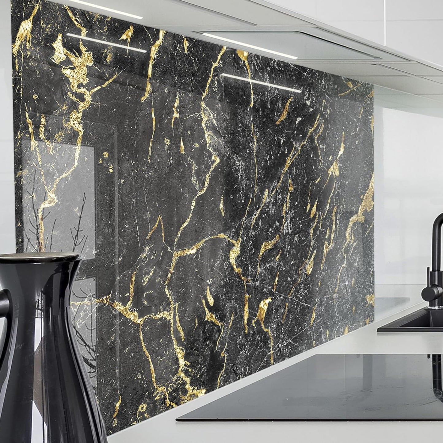 timalo Stove Splash Guard Wall Sink, Kitchen Back Wall Glass Look Acrylic Glass 2 mm Glass Back Wall Acrylic Glass Kitchen Panels Back Wall Protection Plate 60 x 40 cm Herbs Spices Text Guten Appetit