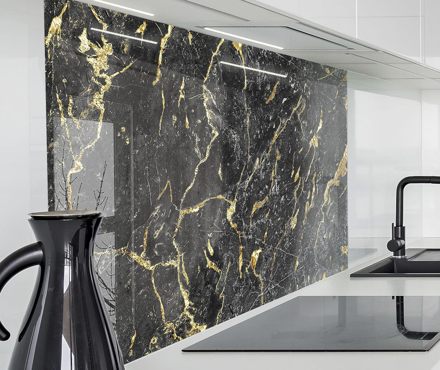 timalo Stove Splash Guard Wall Sink, Kitchen Back Wall Glass Look Acrylic Glass 2 mm Glass Back Wall Acrylic Glass Kitchen Panels Back Wall Protection Plate 60 x 40 cm Herbs Spices Text Guten Appetit