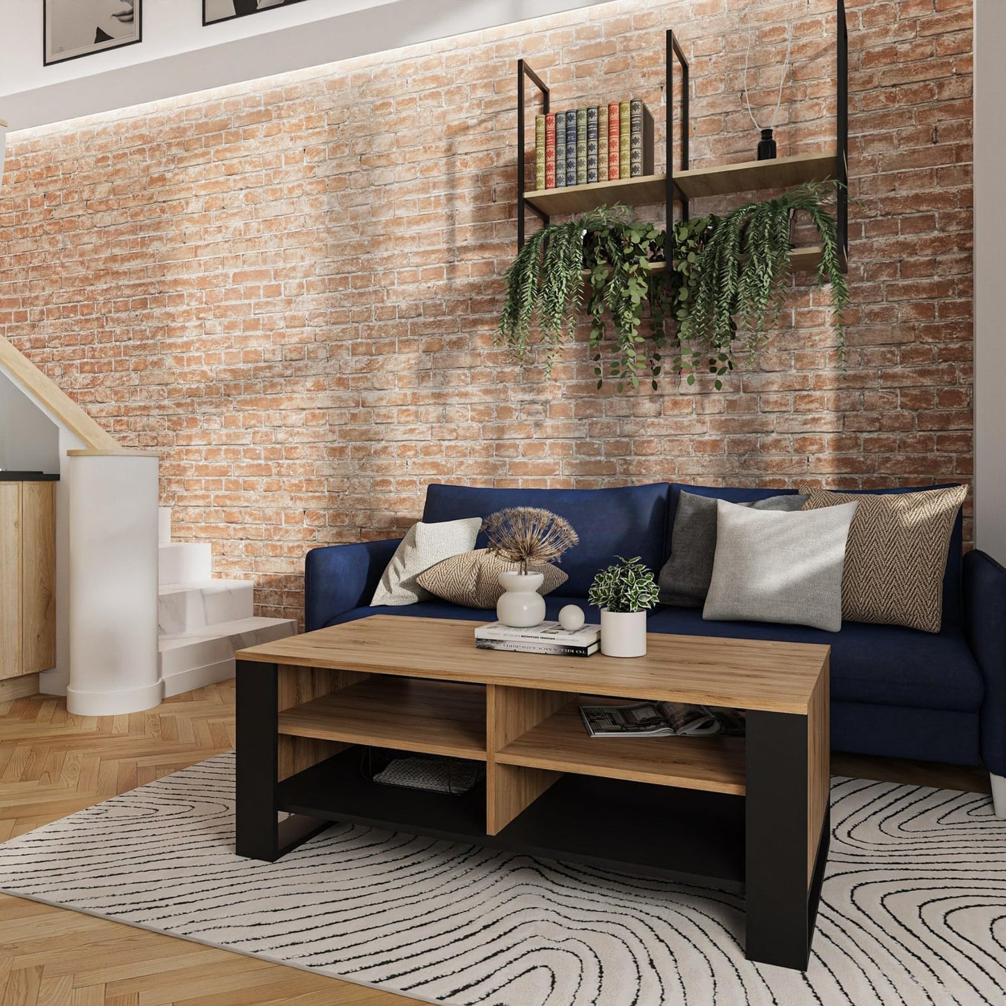 Meble Pitus Coffee Table - Living Room Table Modern - Coffee Table with Storage Space 90 x 50 x 50 cm - Table for Living Room - White