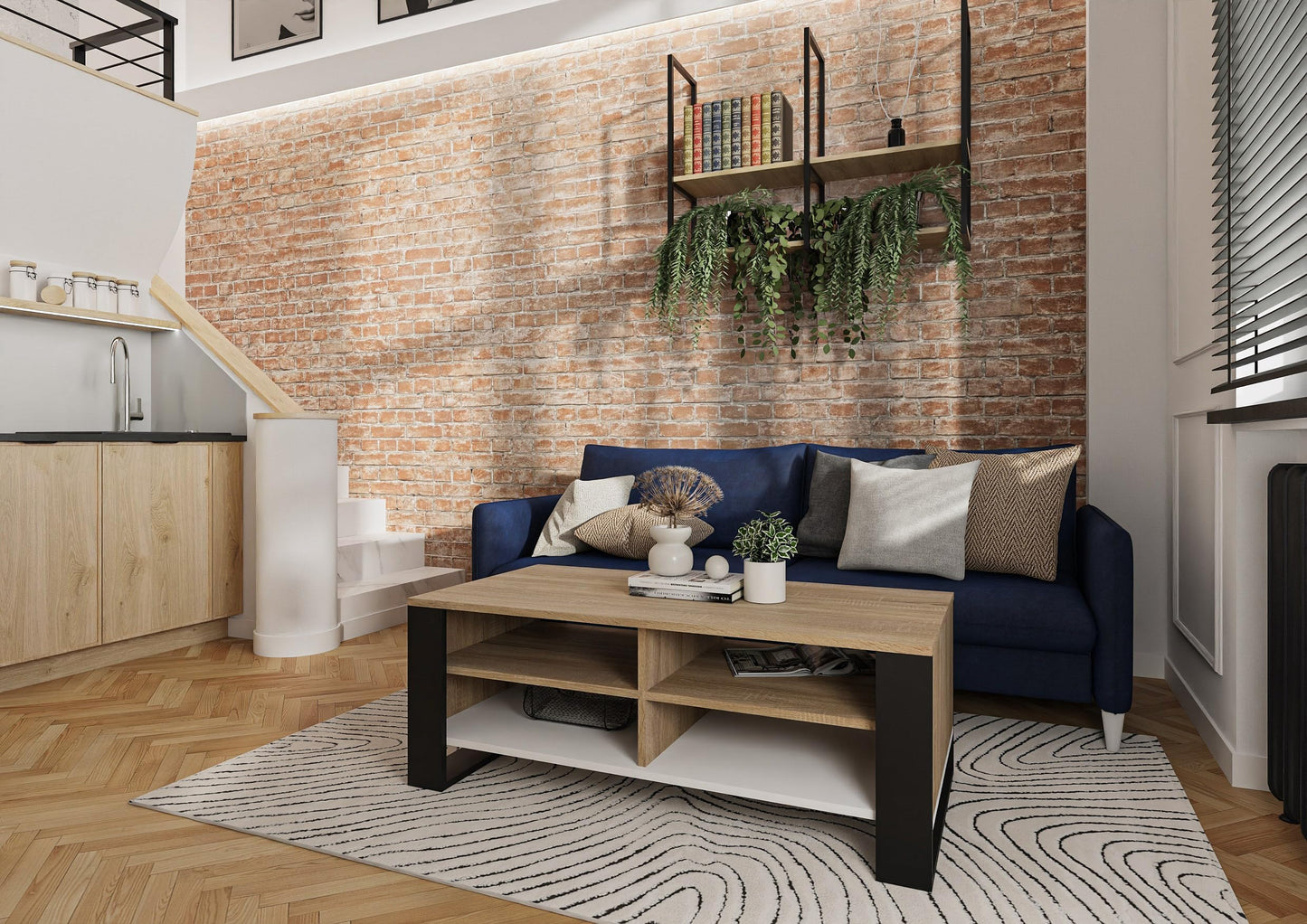 Meble Pitus Coffee Table - Living Room Table Modern - Coffee Table with Storage Space 90 x 50 x 50 cm - Table for Living Room - White
