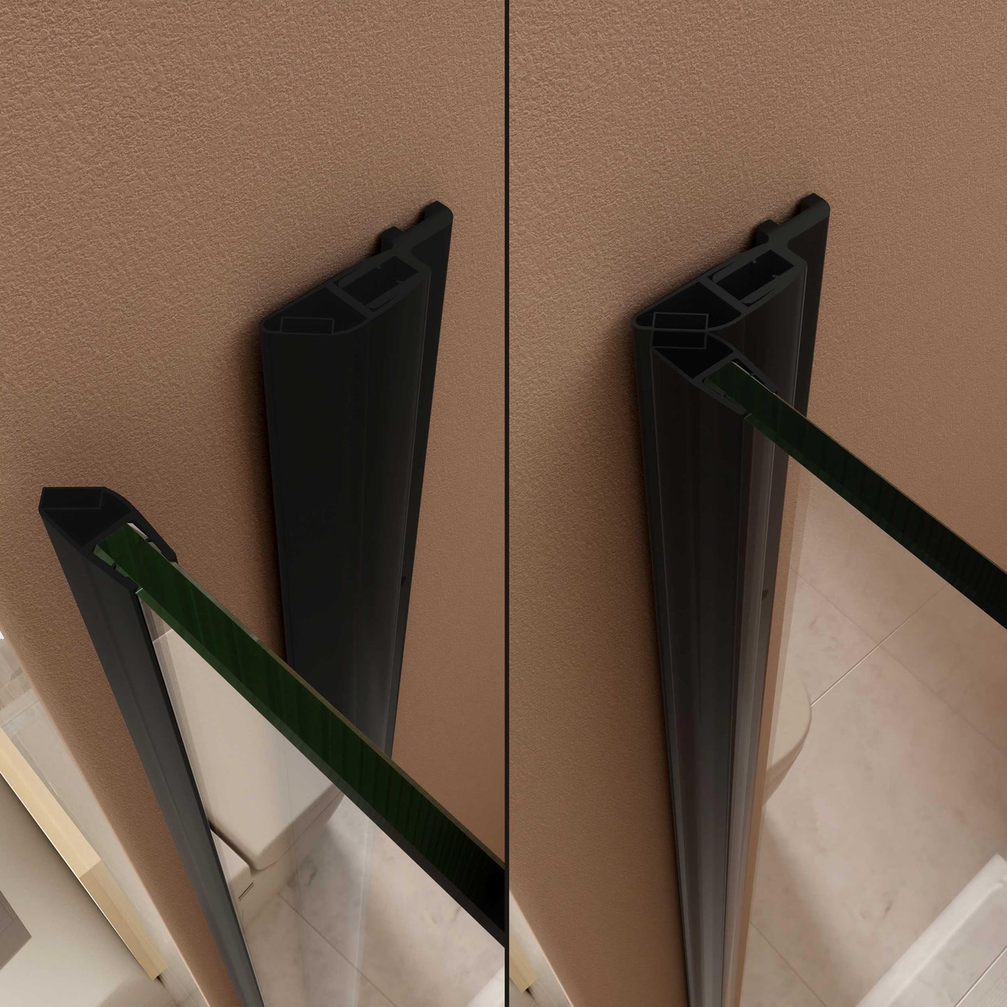 90 cm x 185 cm Shower Door with 6 mm ESG Nano Coating Glass Shower Doors, Shower Door Recess Door with Explosion Protection Film, Black T Triple Maple