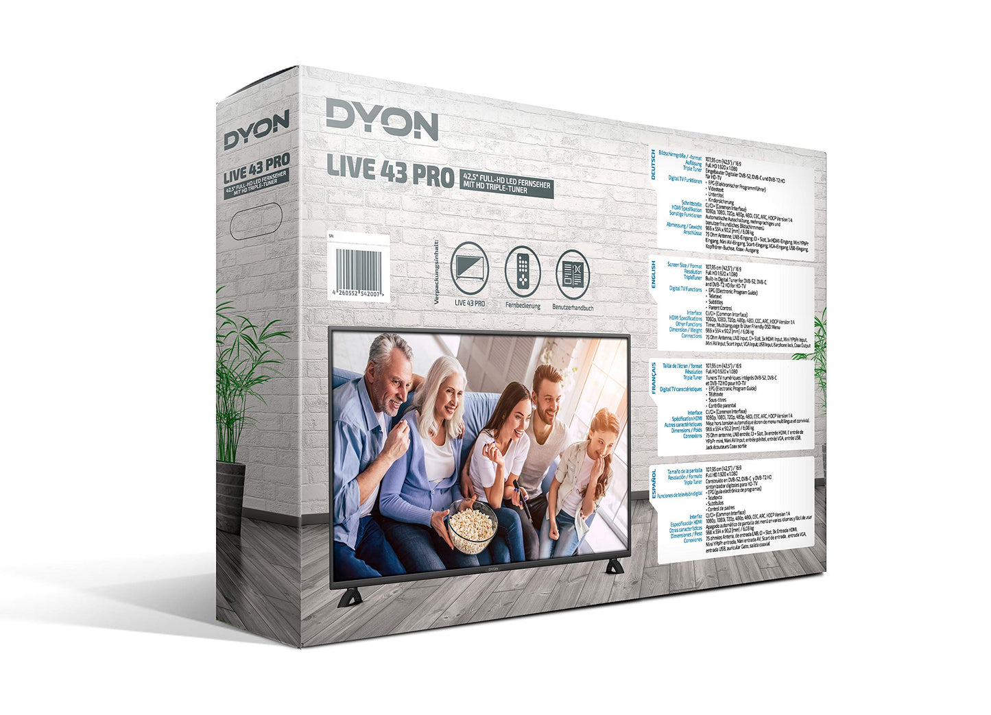 DYON Movie Smart 43 VX TV, 43 inches (108 cm), Full HD Smart TV, HD Triple Tuner (DVB-C/-S2/-T2), App Store, Prime Video, Netflix, YouTube, DAZN, Disney+ (Model 2023)