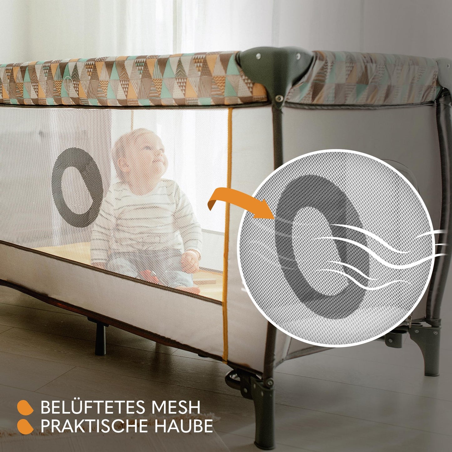 Lionelo Sven Plus 4-in-1 Baby Bed Baby from Birth to 15 kg Changing Mat Mosquito Net Airy Side Walls with Side Entrance Carry Bag Foldable