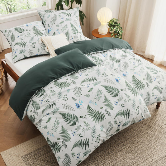 BEDSURE Bettwäsche 135x200 4teilig Bettbezug - Bettwäsche-Sets 135 x 200 cm 2er Set mit 2 Kissenbezüge 80x80cm, ÖKO-TEX Wendebettwäsche Bedding Zweige Grau Muster mit Reißverschluss