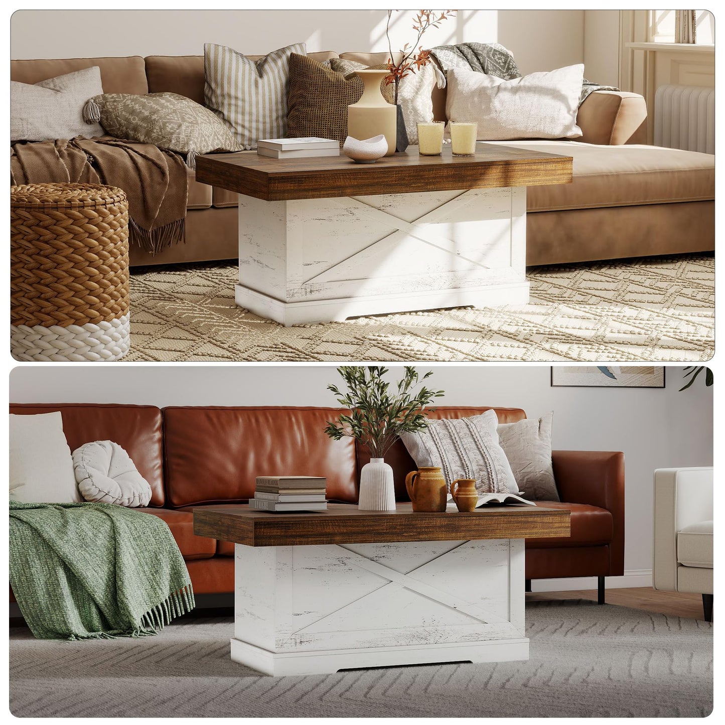 Lvifur Coffee Table with Storage Space for Living Room Table, 55 x 100 x 46 cm, Living Room Table, Coffee Table with Storage for Couch, Bedroom
