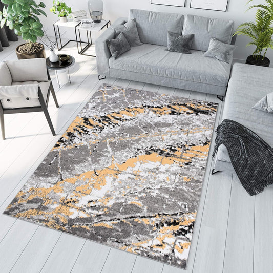 TAPISO Maya Short Pile Rug, Modern Blurred/Heathered/Striped Design, Black/Grey/Red/White, for Living Rooms, Bedrooms, OEKO-TEX, 200 x 300 cm