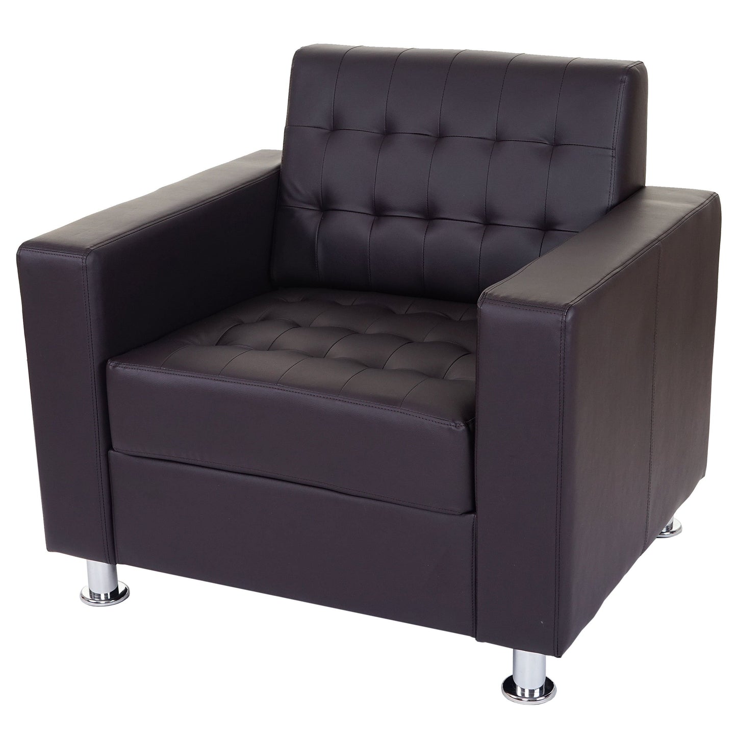 3-1-1 Sofagarnitur Kunda, Couch Loungesofa Kunstleder, Metall-Füße - schwarz