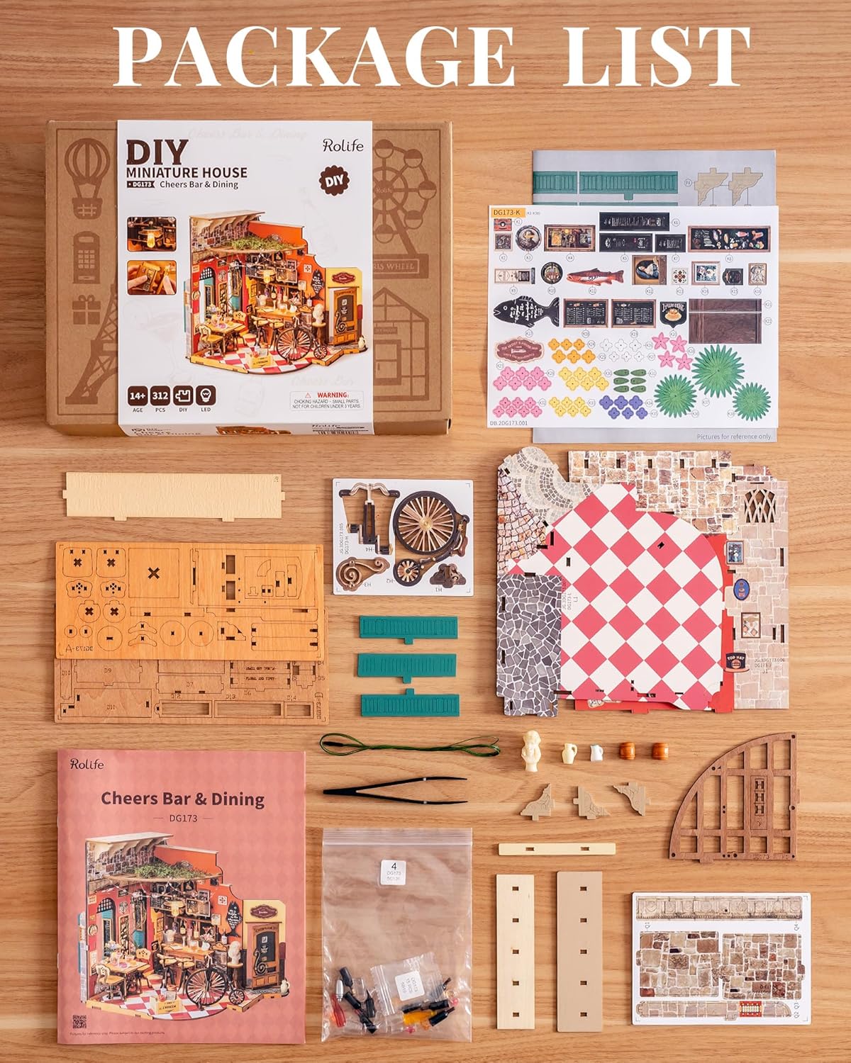 Rolife DIY Miniature House Kit Cheers Bar Model Kits for Adults to Build Miniature Dollhouse Home Decoration Birthday Gift