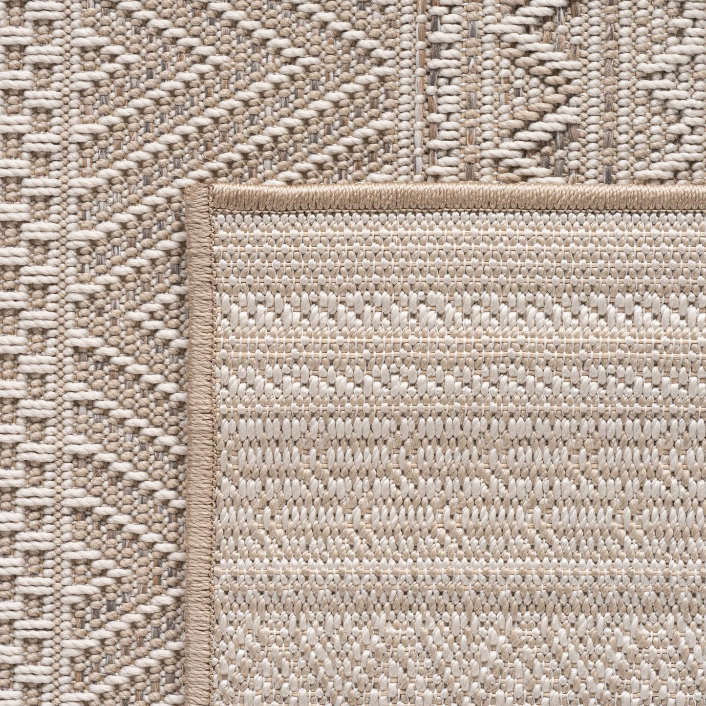SIMPEX Outdoor Teppich Wetterfest Beige 140x200 cm, UV-beständig, ideal für Küche, Balkon, Terrasse, Garten Wohnzimmer Esszimmer, Skandinavisches Boho-Design, Pfelgeleicht