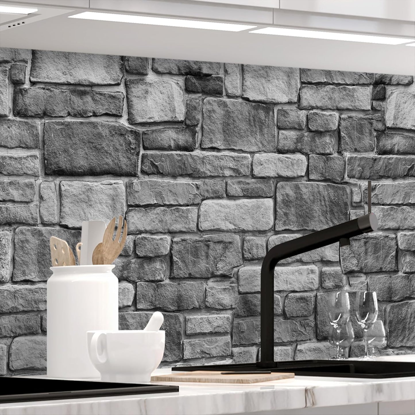 StickerProfis Self-Adhesive Kitchen Splashback, Matt Look, Slate, 1.8 mm, Stiffened, All Surfaces, Hard Polyethylene Terephthalate (PET) Material, Premium 60 x 80 cm