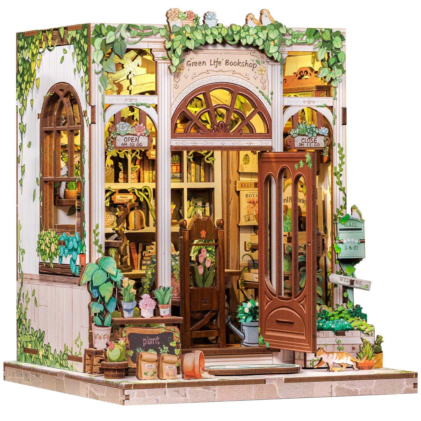 CUTEBEE Book Nook Kit – DIY Puppenhaus Häuser, Miniatur Haus Selber Bauen für Erwachsene, 3D-Holzpuzzle & Buchstütze | Kreatives Set für Bücherregal Dekor | Geschenk,199 PCS (Champs-Élysées Florist)