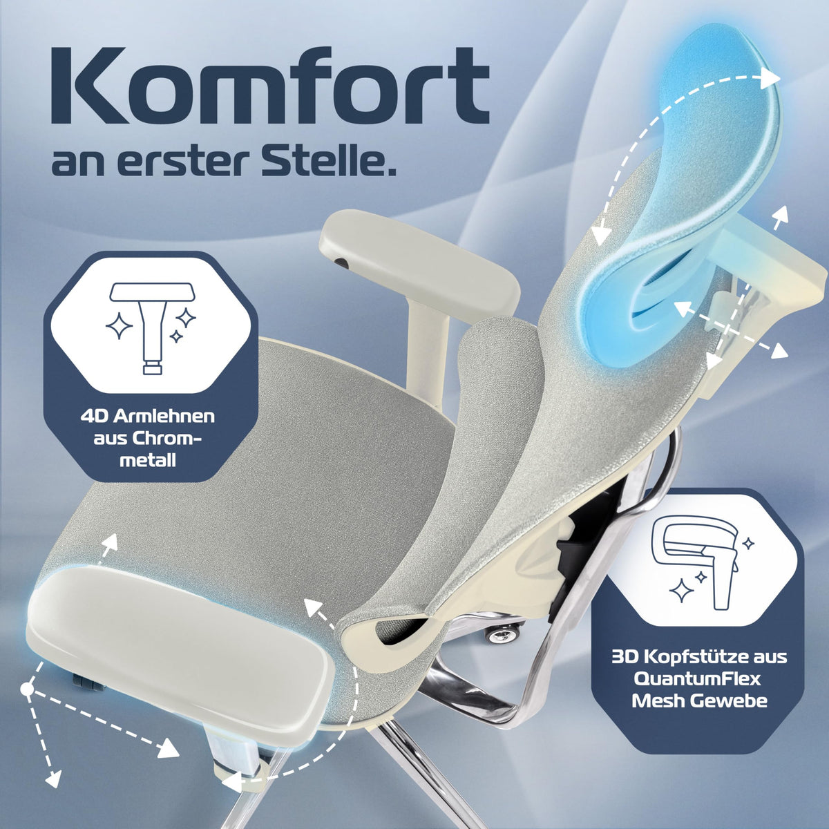 CLOUVOU BrightSeat Ergonomic Office Chair [Test Winner] Desk Chair 100% Individually Adjustable Office Chair & Gaming Chair Computer Chair Home Office Chair Ergonomic Swivel Chair 150 kg