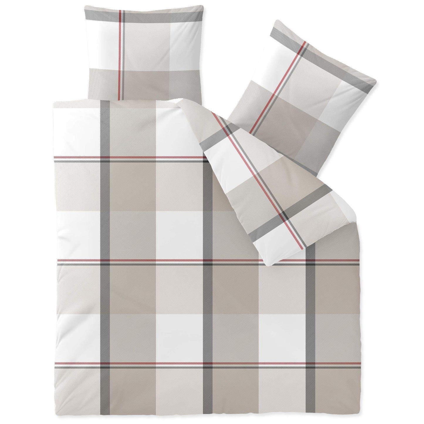 CelinaTex Touchme Flannelette Bed Linen, 135 x 200 cm, 2-Piece Cotton Duvet Cover Set, Bedding Set for Summer and Winter, All Year Round, Easy Care, Filia Dots, Beige/White/Grey/Anthracite