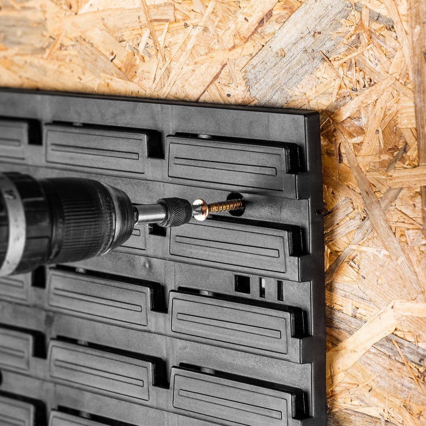 KADAX Workshop Wall Shelf, 58 x 78 cm Storage System Made of Robust Plastic, UV-Resistant Workshop Shelf, Expandable Wall Plates, Shed Rack for Garage (Black, 50 Pieces v2)