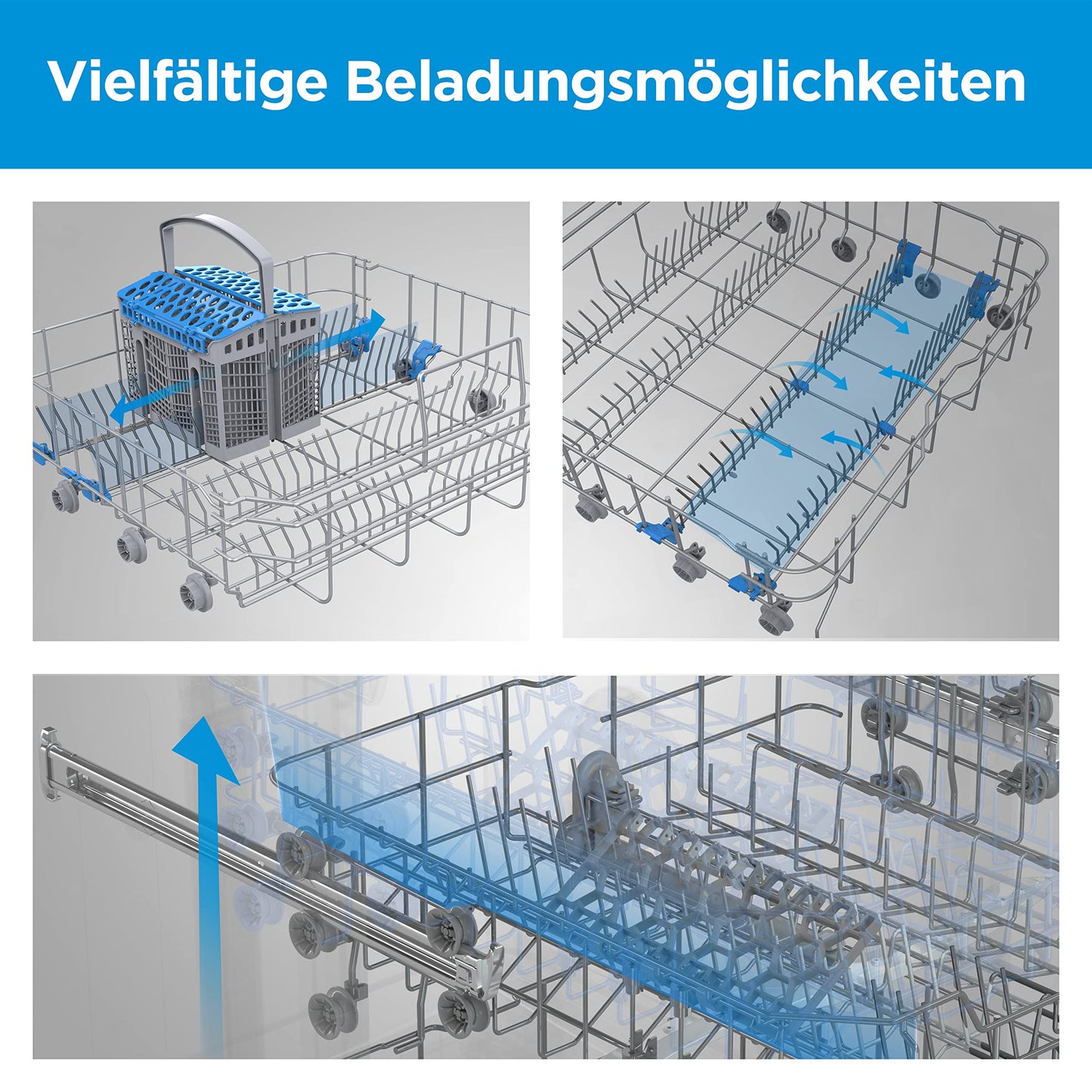 Midea SU 5.35X14CS Dishwasher Base, 14 MGD, Dishwasher 60 cm, Home Connect, Hygiene Care+, Machine Care +, Extra Drying, Half Load, 44 db, Start Delay, Stainless Steel