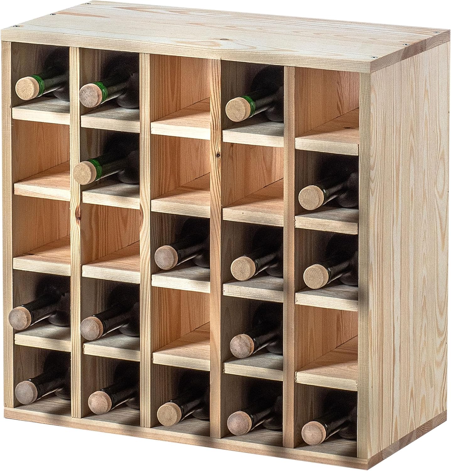 KADAX Wooden Wine Rack, 52 x 25.5 x 104 cm, Large Bottle Rack for Many Wine Bottles, Stackable Wine Stand, Shelf for Bottles, Rustic Wine Cabinet, Sturdy, Space-Saving, Made in EU
