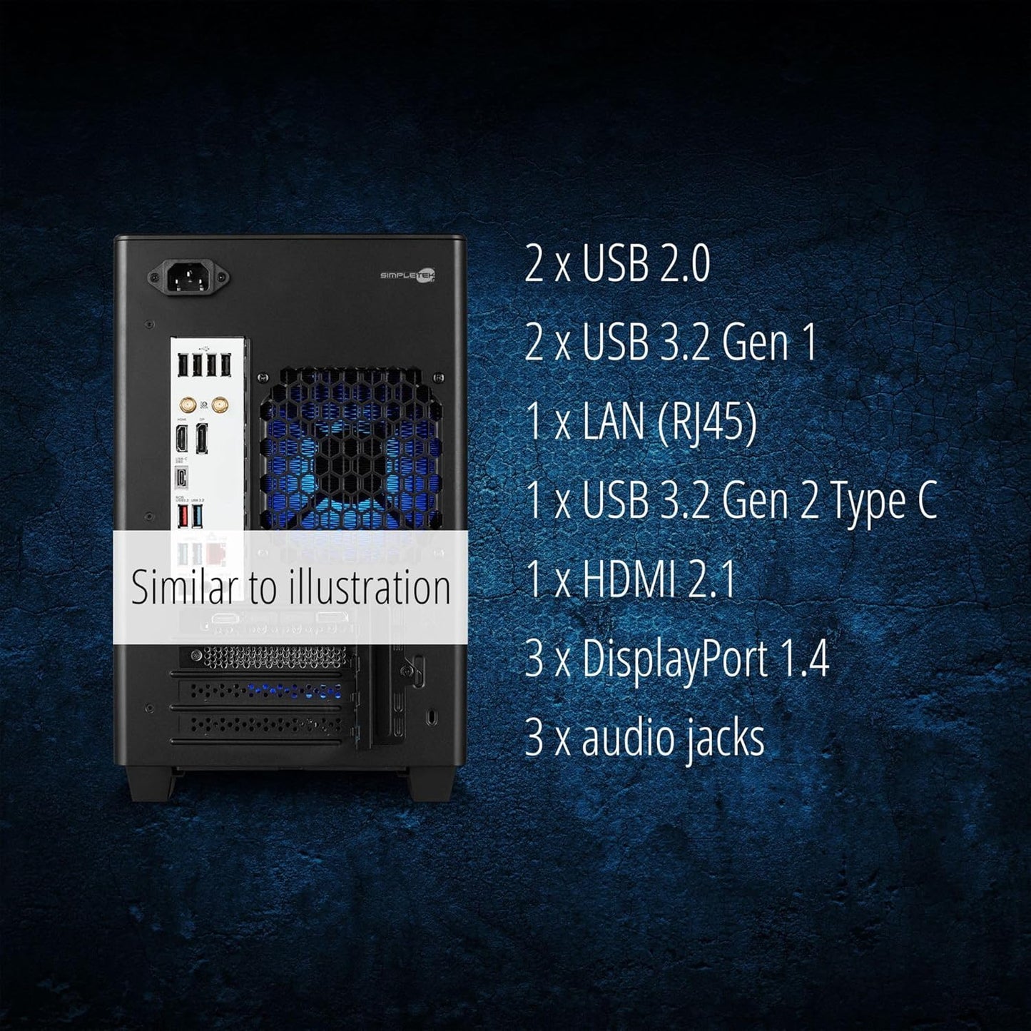 SIMPLETEK - Gaming PC with i5-14400F | 16GB DDR4 1TB SSD GPU RTX 4060 8GB WiFi 6 550W | 9x USB 1x HDMI 3x DisplayPort | Windows 11 Home