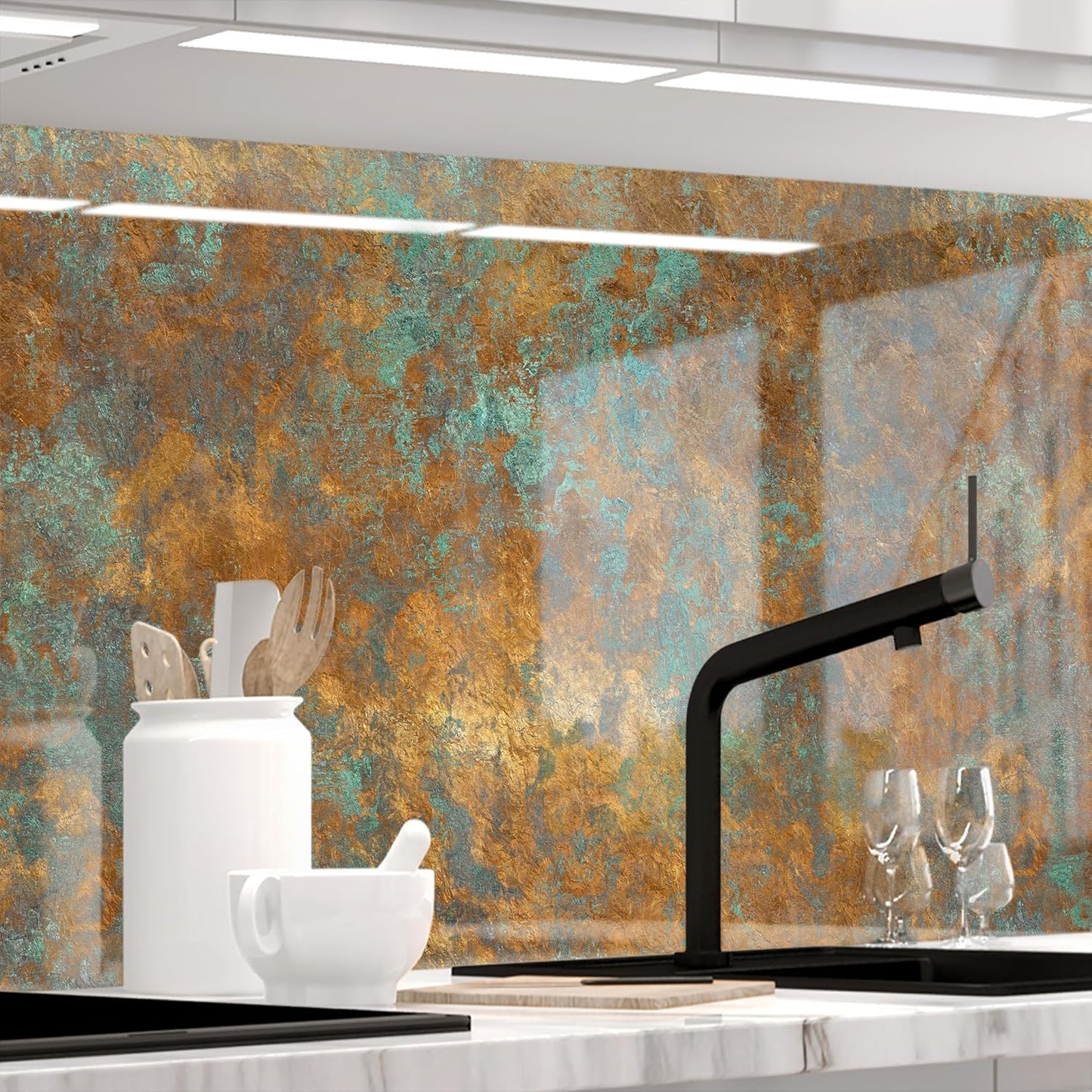 Stickerprofis Kitchen Splashback, High Gloss, Self-Adhesive, 20 Grey, 1.8 mm, Hard Plastic, for All Surfaces, Splash Guard, Premium, 60 x 220 cm