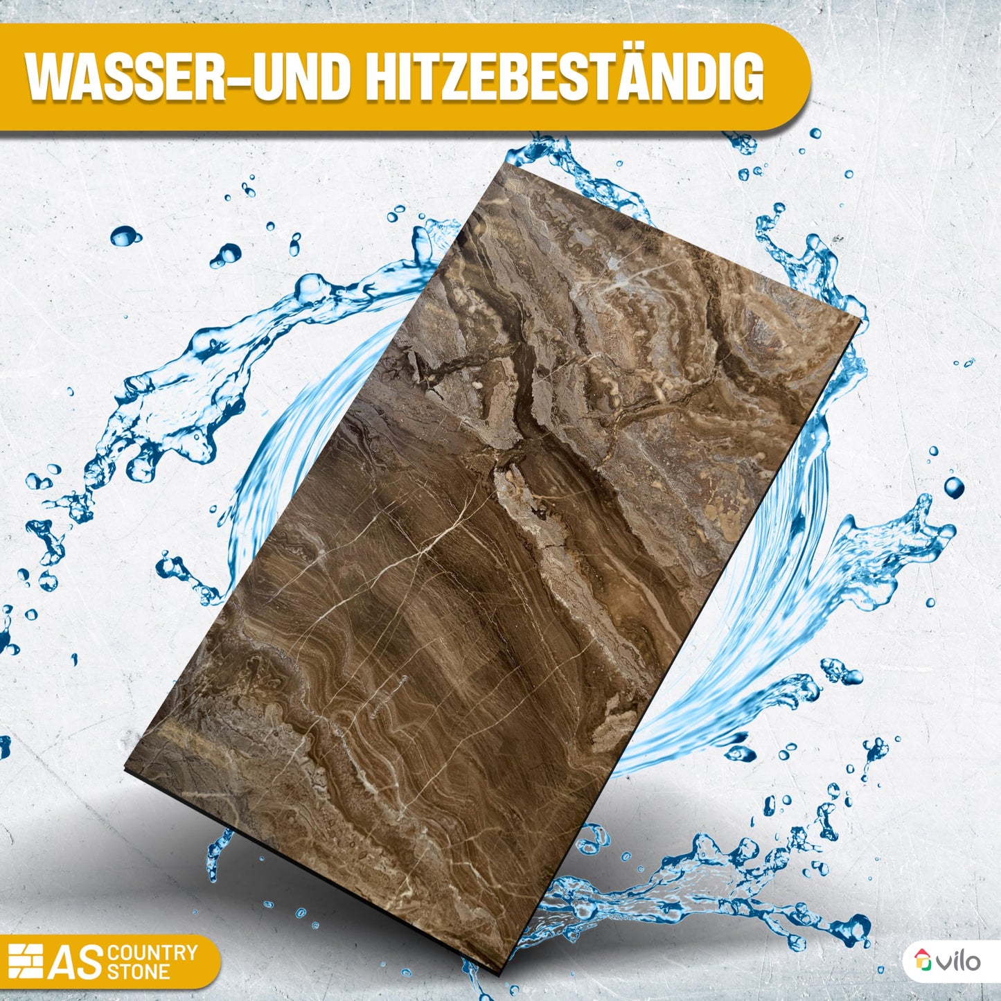 AS Country Stone, Marble Look, Wall Panels, 60 x 120 cm, Polyvinyl Chloride (PVC) Wall Cladding, Made of Plastic, Panels for Kitchen, Bathroom and More, Kitchen Back Wall Panel Light Concrete