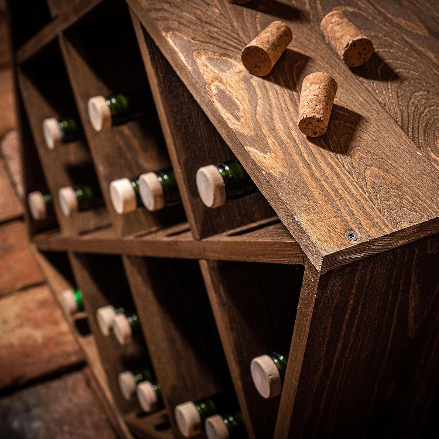 KADAX Wooden Wine Rack, 52 x 25.5 x 104 cm, Large Bottle Rack for Many Wine Bottles, Stackable Wine Stand, Shelf for Bottles, Rustic Wine Cabinet, Sturdy, Space-Saving, Made in EU