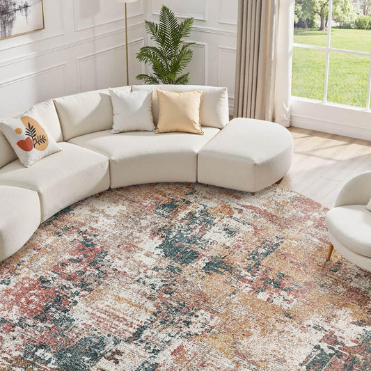 Tortania Washable 5x7 Area Rug for Living Room: Modern Abstract Neutral Large Soft Thin Rugs - Non Slip Indoor Carpet for Bedroom Dining Room Office Nursery Home Floor Decoration - Grey