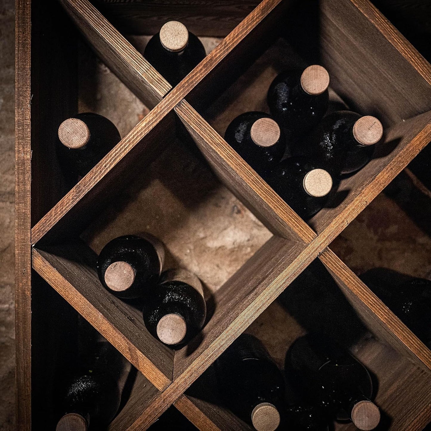 KADAX Wooden Wine Rack, 52 x 25.5 x 104 cm, Large Bottle Rack for Many Wine Bottles, Stackable Wine Stand, Shelf for Bottles, Rustic Wine Cabinet, Sturdy, Space-Saving, Made in EU