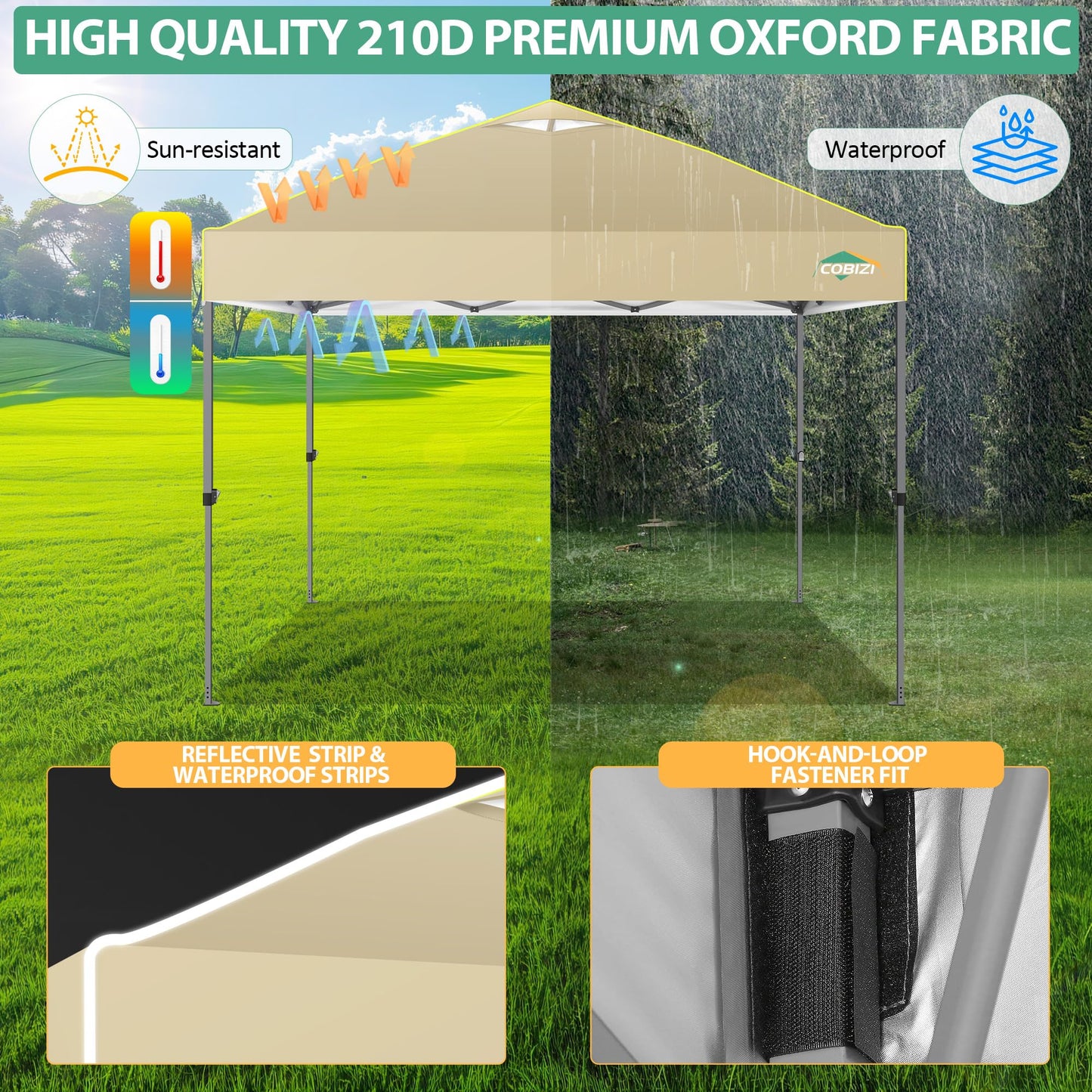 COBIZI Folding Gazebo Gazebo 3 x 6 Waterproof Winterproof Garden Gazebo Party Tent Pop Up Gazebo Foldable Tent with 6 Side Waves with Ventilation Openings, Sandbag for Market, Outdoor Event, Black