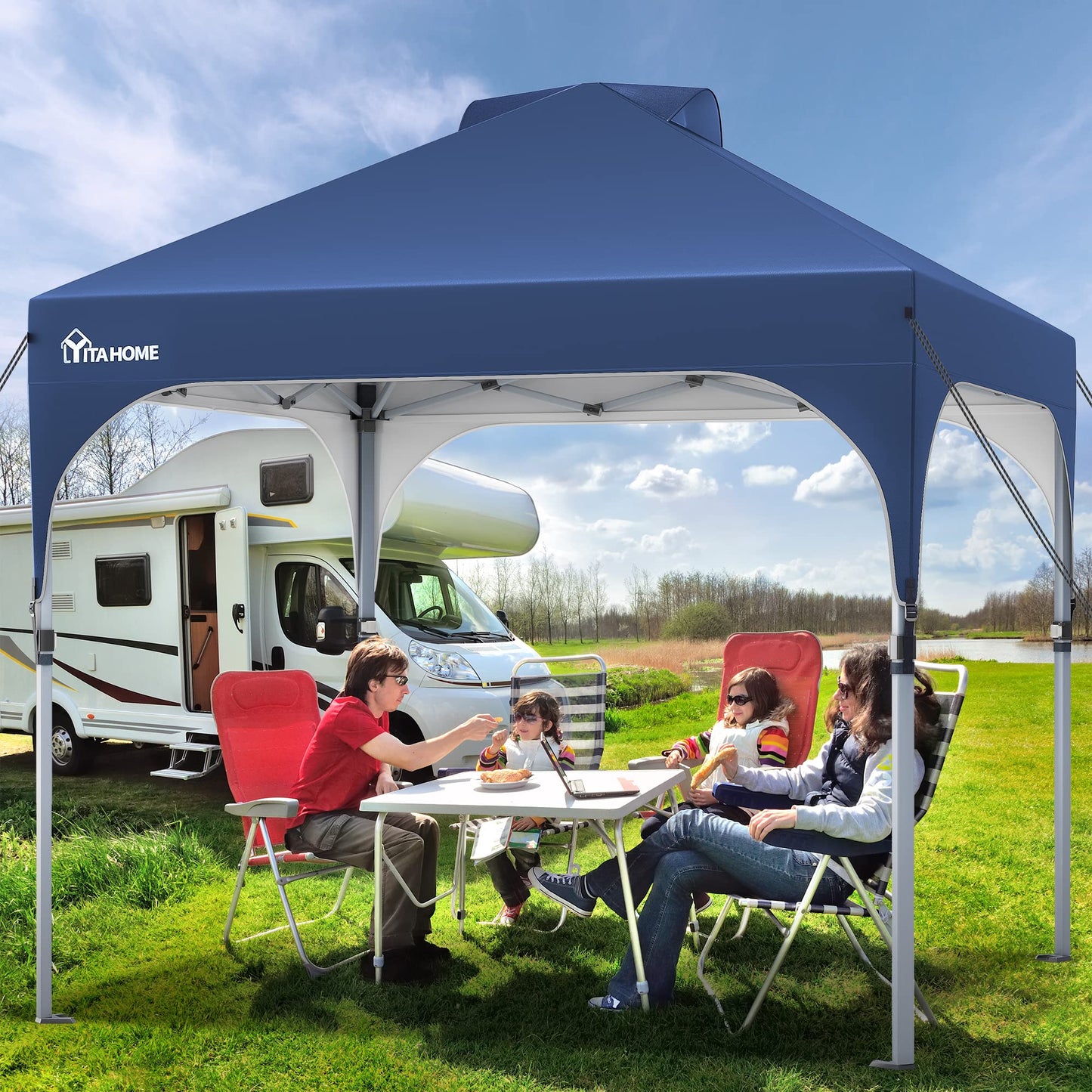 YITAHOME 3X3Meter wasserdichte Pavillon Faltpavillon, Faltbarer Stabil Pop up Pavillon Outdoor Anti-UV Gartenpavillon Höhenverstellbarfür Alle Jahreszeiten Für Märkte Pool Festival, Schwarz