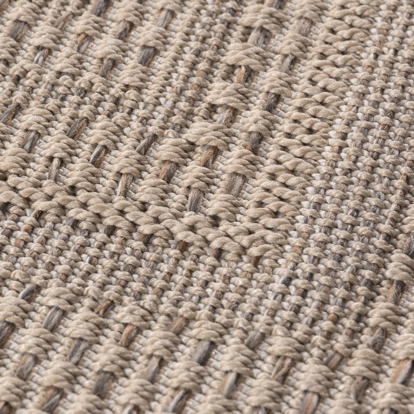 SIMPEX Outdoor Teppich Wetterfest Beige 140x200 cm, UV-beständig, ideal für Küche, Balkon, Terrasse, Garten Wohnzimmer Esszimmer, Skandinavisches Boho-Design, Pfelgeleicht