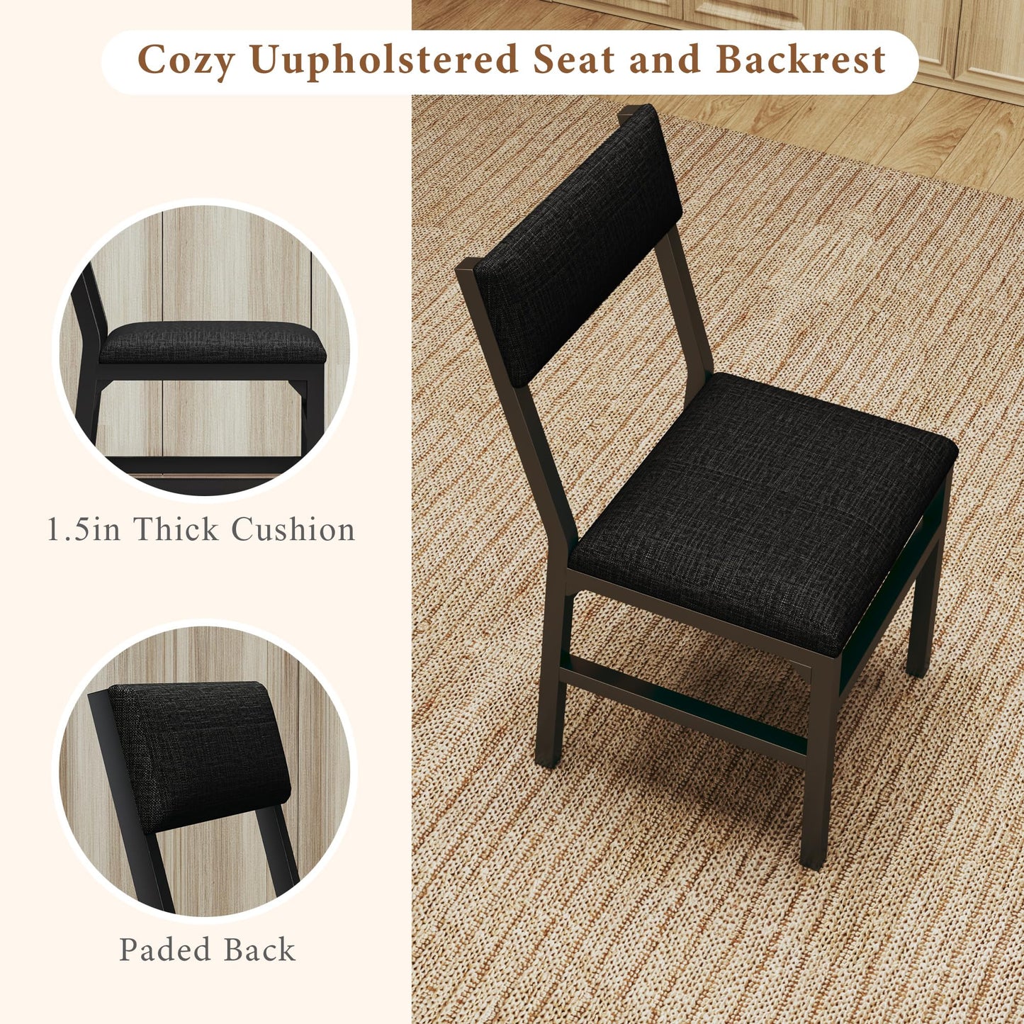 7-Piece Dining Table Set for 4-6, Extendable Kitchen Table Cushion Chairs Set of 6 with 6 Chairs, Rectangle Dining Table with Metal Frame & MDF Board, Folding for Small Apartment Saving Space,Grey Oak