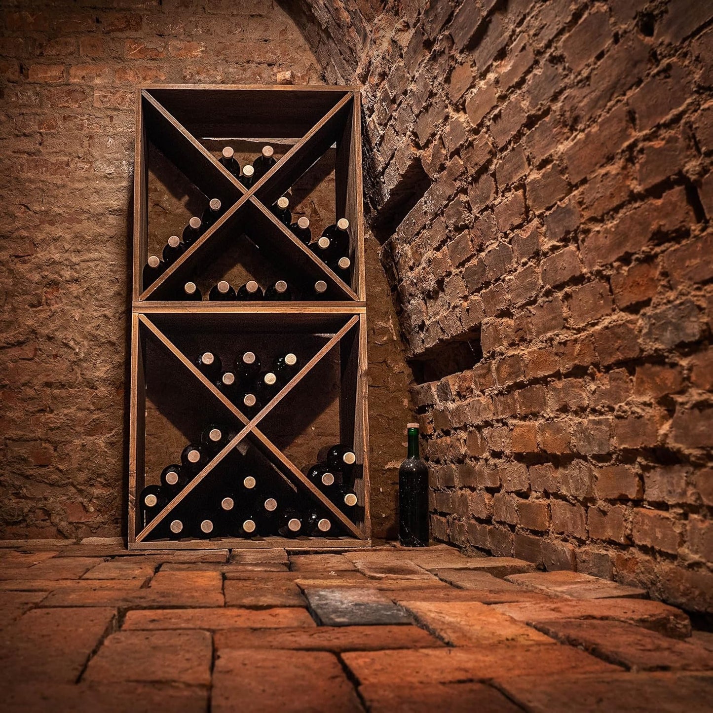 KADAX Wooden Wine Rack, 52 x 25.5 x 104 cm, Large Bottle Rack for Many Wine Bottles, Stackable Wine Stand, Shelf for Bottles, Rustic Wine Cabinet, Sturdy, Space-Saving, Made in EU