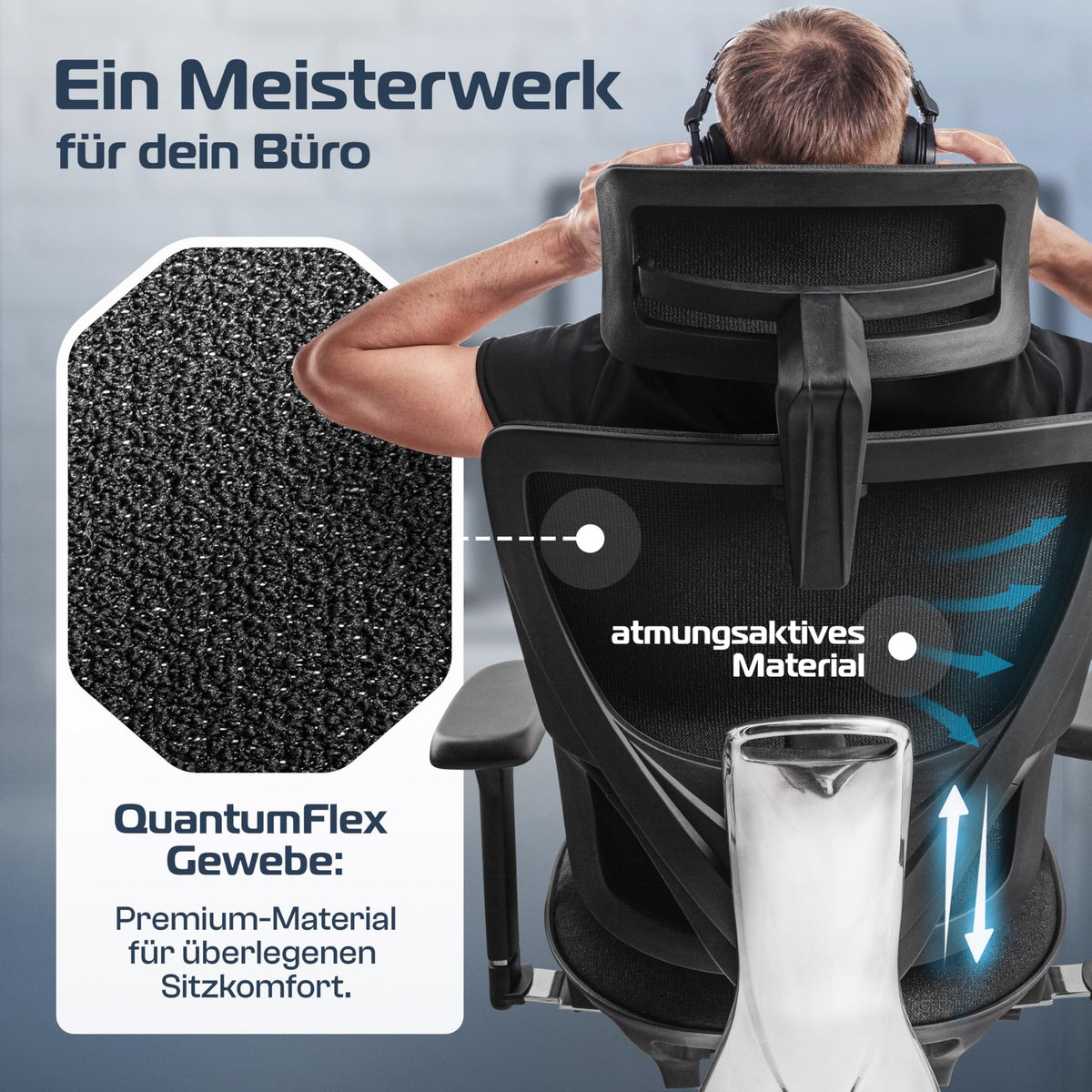 CLOUVOU BrightSeat Ergonomic Office Chair [Test Winner] Desk Chair 100% Individually Adjustable Office Chair & Gaming Chair Computer Chair Home Office Chair Ergonomic Swivel Chair 150 kg