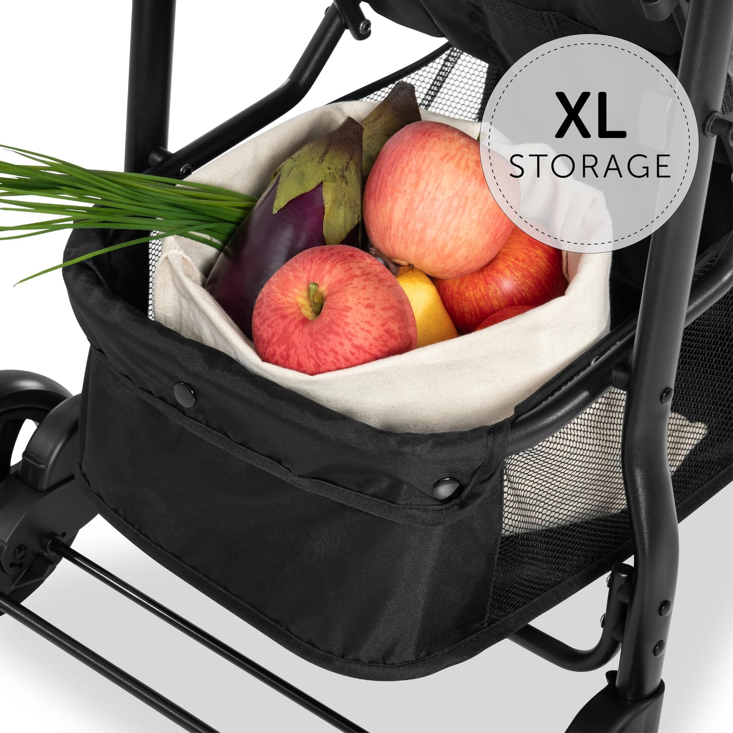 hauck Citi Neo II, Caviar/Stone - 3 Wheeled Pushchair with Raincover, Cup Holder & Tray, Lightweight (only 7.5 kg), Compact & One Hand Folding, XL Basket, from Birth up to 22 kg