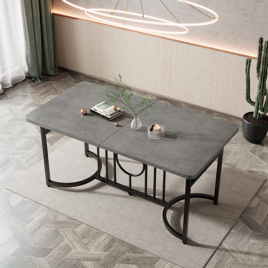 Merax Esstisch, Ausziehbar Esszimmertisch mit Tischbeine aus Metall, Rechteckiger Küchentisch für Wohnzimmer und Esszimmer, Grau