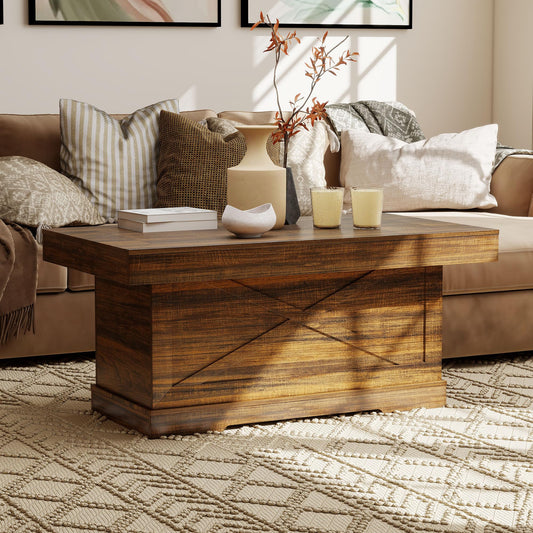 Lvifur Coffee Table with Storage Space for Living Room Table, 55 x 100 x 46 cm, Living Room Table, Coffee Table with Storage for Couch, Bedroom