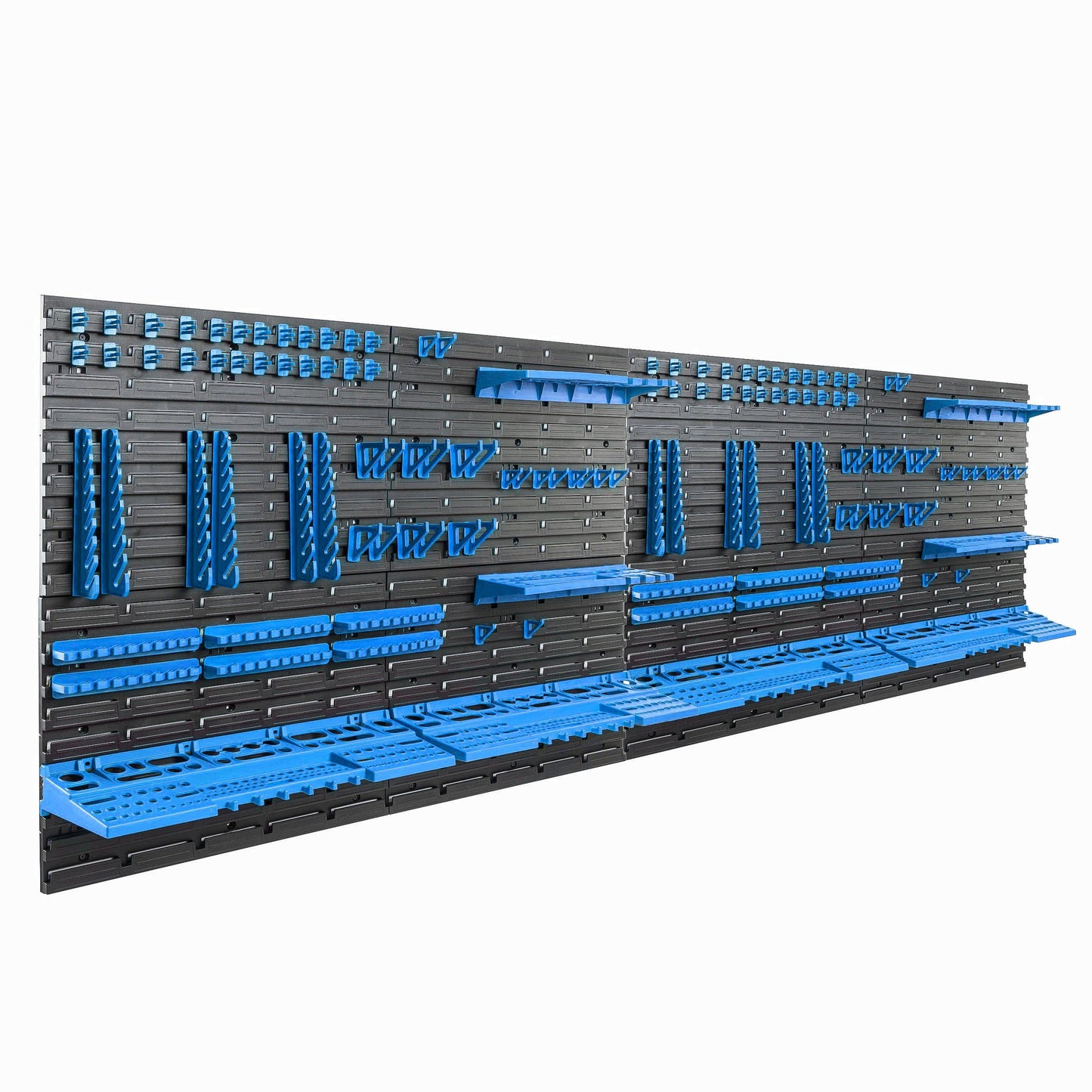 Storage System Wall Shelf 230 x 78 cm, Tool Holders, 46 Pieces Stacking Boxes, Storage Shelves, Storage Boxes, Extra-Strong Wall Shelves, Expandable Workshop Shelving, Workshop Shelves