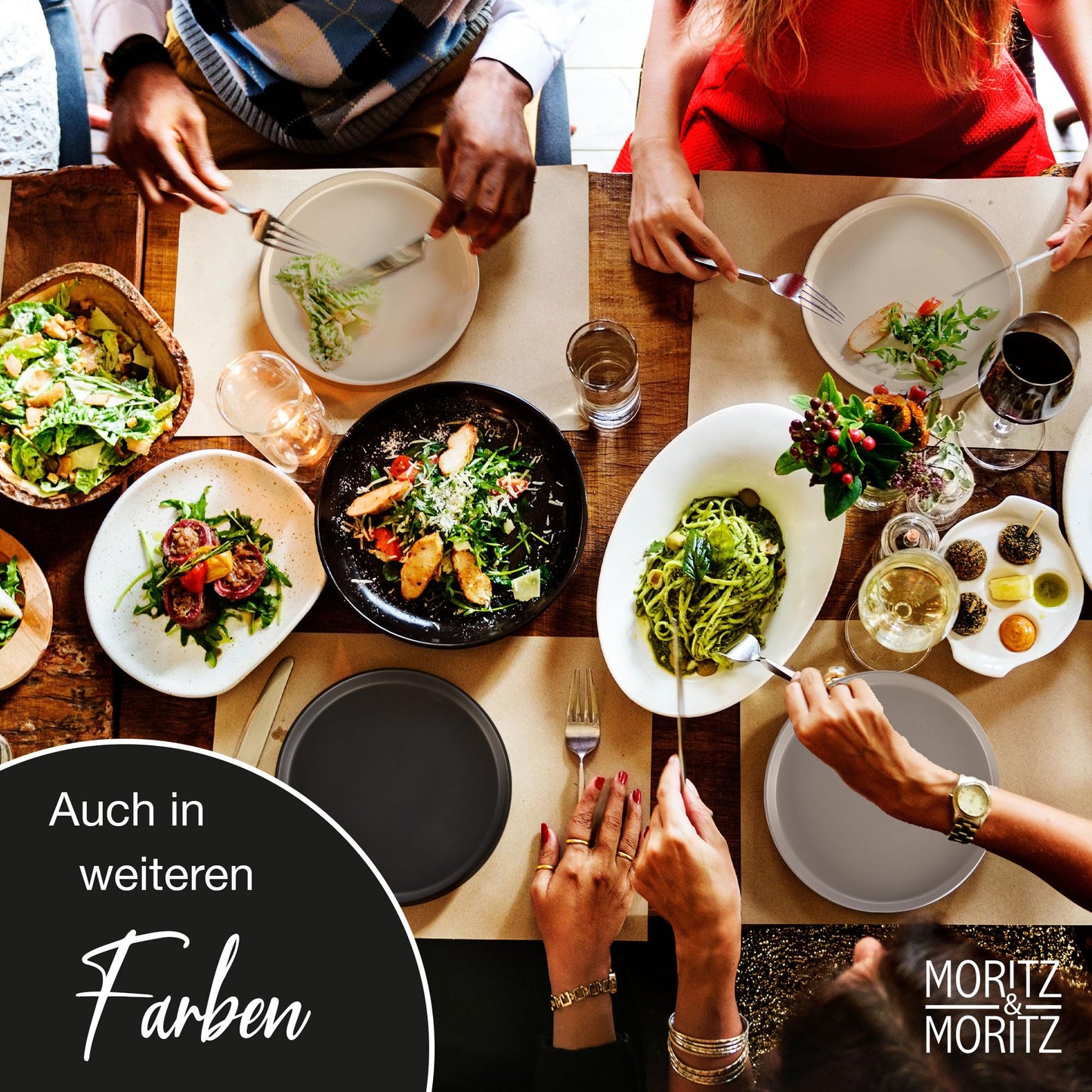 Moritz & Moritz Nordic Crockery Set for 6 People, 18-Piece Stoneware Crockery Set in Black, Scandinavian Design, Robust Plate Set for 6 People for Everyday Use and Guests, Crockery Sets